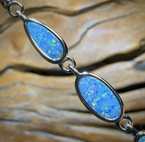 Sterling Silver - Australian Boulder Doublet Opal Bracelet