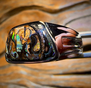 DADDY COOL Sterling Silver - Solid Tribal Boulder Opal Ring. Unisex
