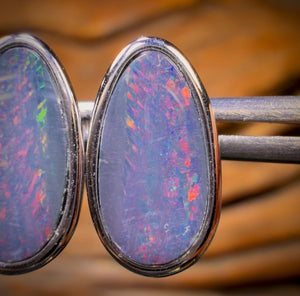 Sterling Silver - Australian Boulder Opal Doublet Stud Earrings