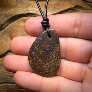 37 x 26mm - Drilled Tribal Queensland Boulder Opal Necklace