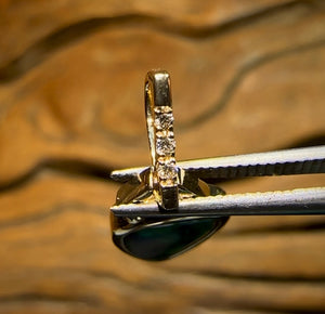 14k Yellow Gold and Diamond - Top Quality Boulder Doublet Opal Pendant - Opal Whisperers