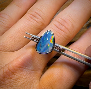 Sterling Silver - Queensland Boulder Opal Doublet Ring