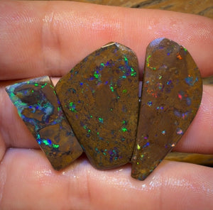 🔒76,1 ct – 3x Queensland Boulder Opal Rubs. Bubble Band