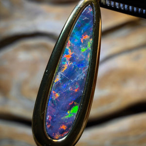 Sterling Silver Gold Plated - Queensland Boulder Opal Doublet Pendant