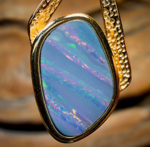 Sterling Silver Gold Plated- Queensland Boulder Opal Doublet Pendant