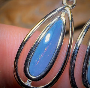Sterling Silver - Australian Boulder Opal Doublet Hook Earrings