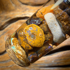 69.2cts - Jar of Yowah Nut Opal Rough w/ Fossil Opal