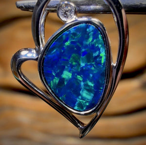 14k White Gold - Queensland Boulder Opal Doublet Pendant