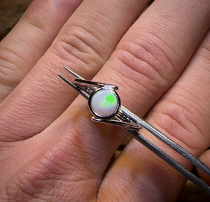 Sterling Silver - South Australian Solid White Opal Ring