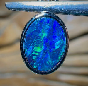 Sterling Silver - Australian Boulder Opal Doublet Pendant - Opal Whisperers