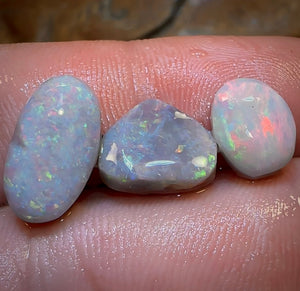 10.45cts - 3x Lightning Ridge Light and Dark Opal Rubs Parcel - Opal Whisperers
