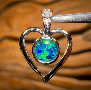 14k White Gold - Queensland Boulder Opal Doublet Pendant