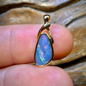 TGIF Sterling Silver G.P. - Australian Boulder Opal Doublet Pendants Red / Multi. BULK LISTING