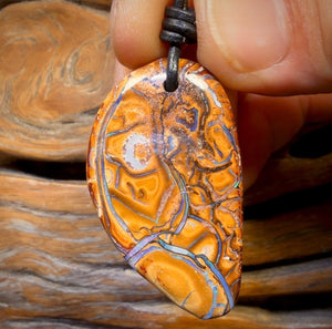 42 x 24mm - Drilled Tribal Queensland Boulder Opal Necklace