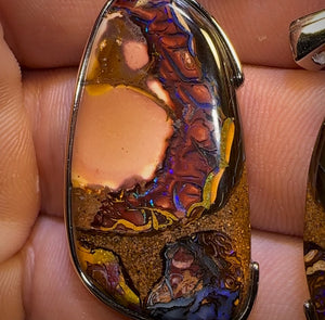 “Partners” Sterling Silver - Boulder Opal Splits UNISEX Pendant PAIR!