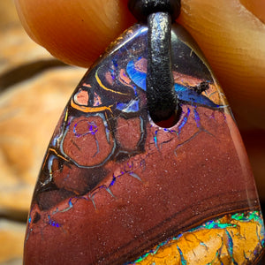 34 x 20mm - Drilled Tribal Queensland Boulder Opal Necklace