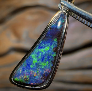 14k Gold - Solid Australian Boulder Opal Pendant