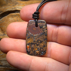 Half Price Card! 32 x 19mm - Drilled Tribal Queensland Boulder Opal Necklace