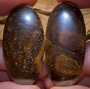 129.1cts - Yowah Nut Opal Big Pair Big Bargain . TRIBAL PATTERN - Opal Whisperers