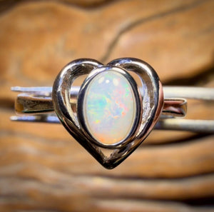 Bague en argent sterling avec opale de cristal d'Australie du Sud