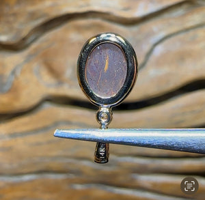 14k Gold - Queensland Boulder Opal Doublet Pendant with Diamond - Opal Whisperers