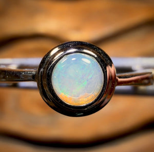 Bague en argent sterling avec opale de cristal d'Australie du Sud
