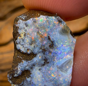 16.5cts - Australian Boulder Opal Rough Preform. Natural Split - Opal Whisperers