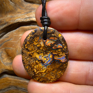 31 x 26mm - Top Tribal Drilled Picture Stone Queensland Boulder Opal Necklace