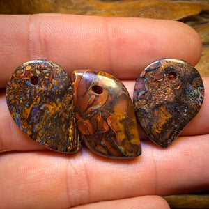 50.9cts - 3x Drilled Queensland Boulder Opals. BARGAIN Wholesale Parcel