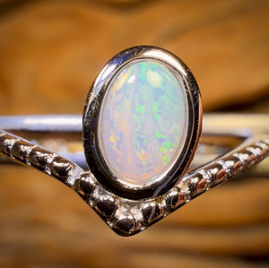 Bague en argent sterling avec opale de cristal d'Australie du Sud