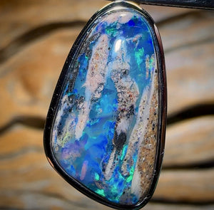 Sterling Silver - Solid Queensland Boulder Pipe Opal Pendant