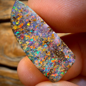 29.9cts - Top Australian Boulder Seam Opal Pair Red Multi Fire