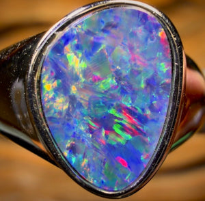 Sterling Silver - Queensland Boulder Opal Doublet Ring UNISEX