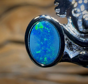 Sterling Silver - Blue/Green Boulder Opal Doublet Koala Pendant. Multiple Available - Opal Whisperers