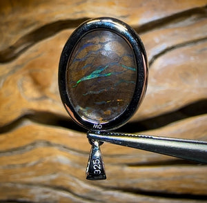 Sterling Silver - Solid Australian Boulder Opal UNISEX Pendant