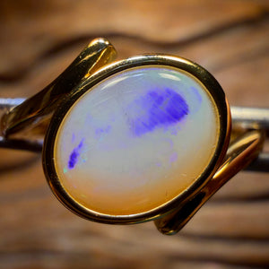 Sterling Silver G.P. - Solid South Australian Crystal Opal Ring