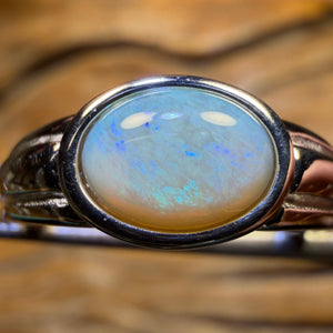 Sterling Silver - UNISEX “Pinky Ring” Solid South Australian Crystal Opal Ring