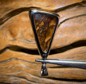 Sterling Silver - Tan Tribal 2 Boulder Opal UNISEX Pendant