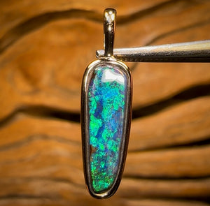 14k Gold - Solid Queensland Boulder Opal Pendant