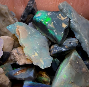 125.3cts - 30+ Lightning Ridge Crystal, Dark and Black Opal Rough Parcel - Opal Whisperers