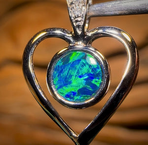 14k White Gold - Queensland Boulder Opal Doublet Pendant