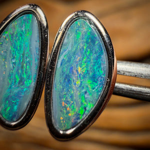 Sterling Silver - Australian Boulder Opal Doublet Stud Earrings