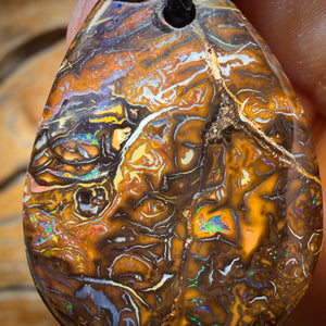 34 x 25mm - Awesome Tribal Drilled Tribal Queensland Boulder Opal Necklace
