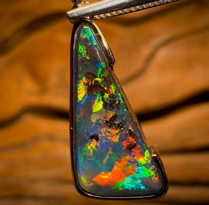 Top Class Top Stone 14k Gold - Solid Queensland Boulder Opal Pendant