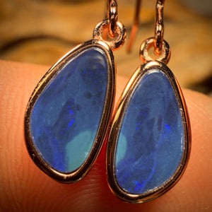 🔨 AUCTION 🔨 Sterling Silver - Australian Boulder Opal Doublet Hook Earrings