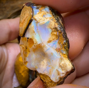 140.1g - 8x Mixed Queensland Boulder Opal Rough Pieces with Crystal Centres - Opal Whisperers
