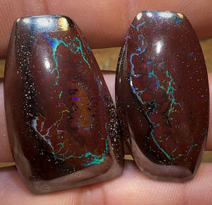 101.3cts - Tribal Pattern Koroit Nut Opal Pair - Opal Whisperers