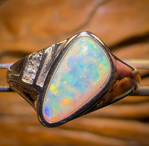 Sterling Silver - UNISEX South Australian Crystal Opal Ring