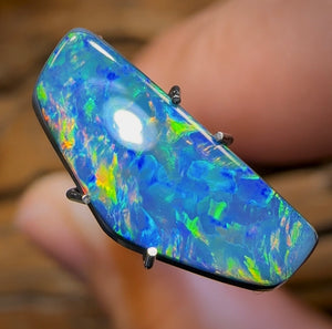 2.1cts - Lightning Ridge “Old School” Black Opal Doublet - Opal Whisperers
