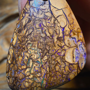 32 x 21mm - Blonde Drilled Tribal Queensland Boulder Opal Necklace. Australian Opal